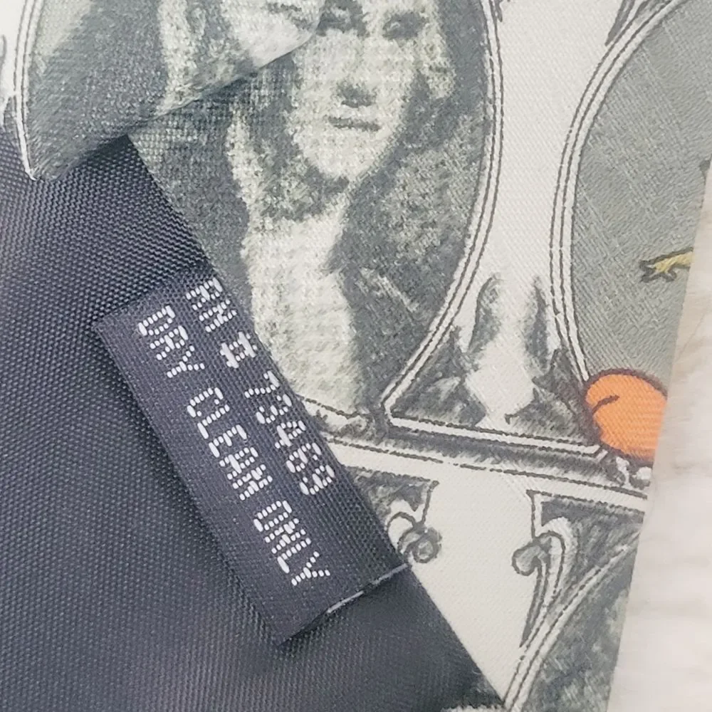 VTG Looney Toons Mania Funny Money Tie 1996 Dollar Bill Bugs Daffy Taz Friends